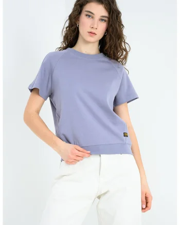 Tricou din bumbac organic cu maneci raglan, Violet prafuit