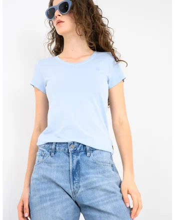 Tricou slim fit de bumbac organic, Albastru deschis