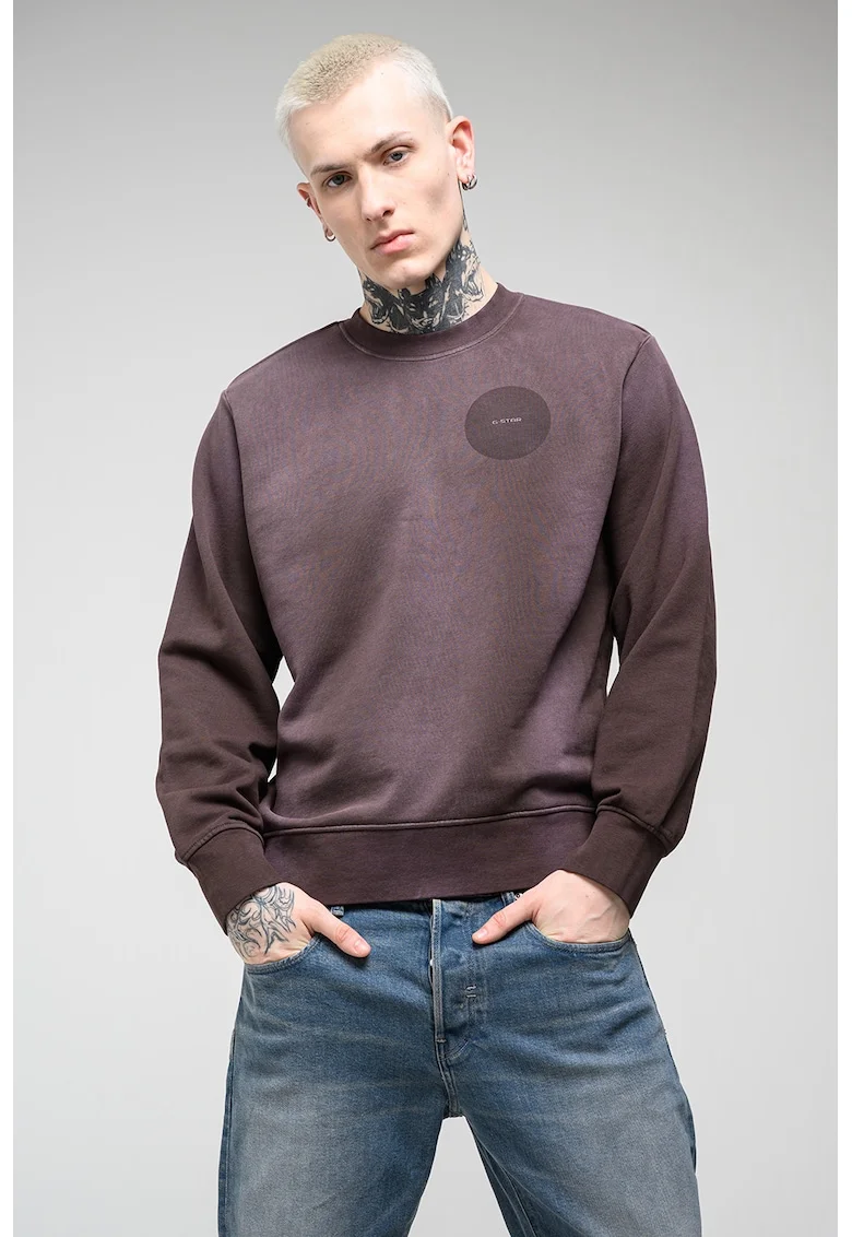 Bluza de trening de bumbac organic Sunfaded, Violet prafuit