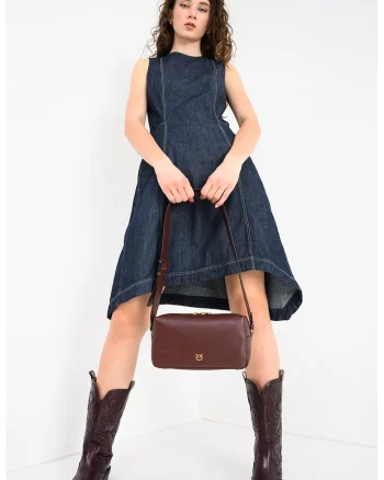 Rochie asimetrica din denim cu buzunare, Bleumarin