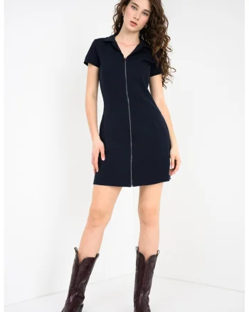 Rochie cu fermoar Soft Sculpt, Bleumarin
