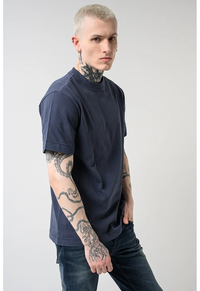 Tricou uni de bumbac organic, Albastru indigo