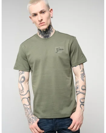 Tricou slim fit cu decolteu la baza gatului, Verde