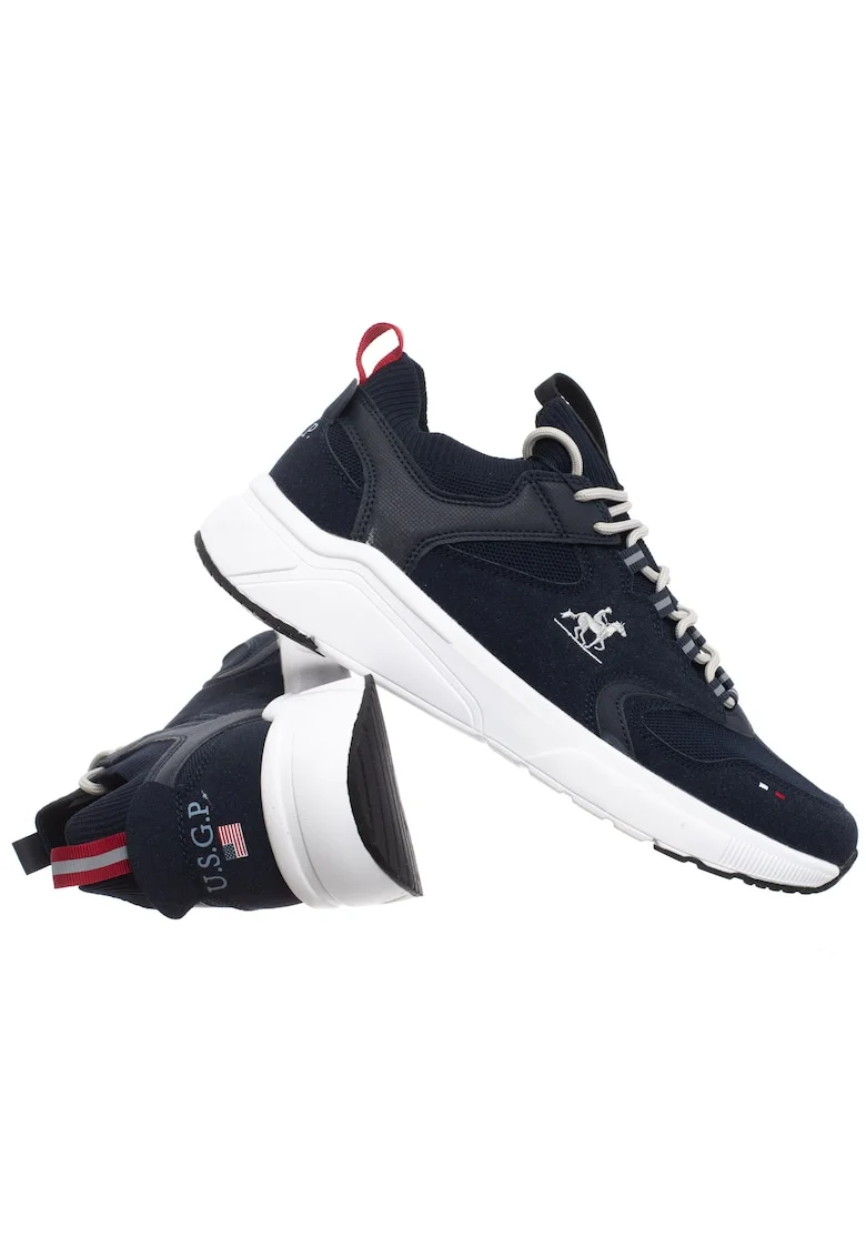 Pantofi sport cu insertii din material textil, Bleumarin