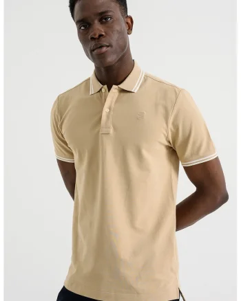 Tricou polo slim fit Dunda, Bej deschis