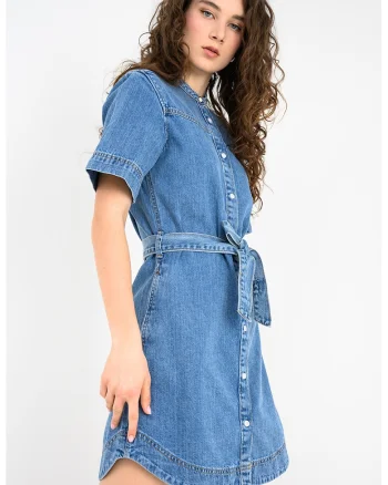 Rochie-camasa de denim cu vesta Victoria, Albastru