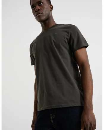 Tricou de bumbac organic cu decolteu in V Base, Verde feriga