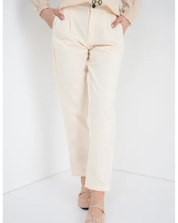 Pantaloni chino de bumbac Flavia, Galben pal