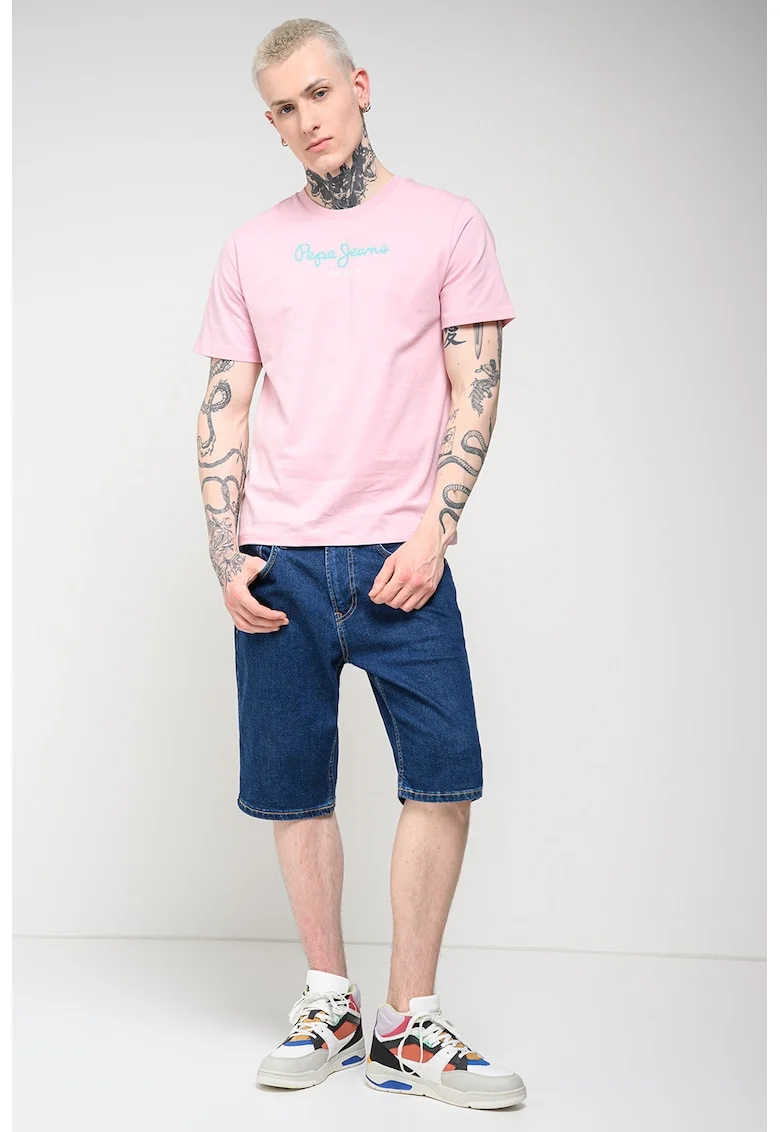 Tricou din bumbac cu imprimeu logo Eggo, Roz pastel