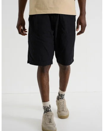 Pantaloni scurti de bumbac organic cu talie elastica, Negru