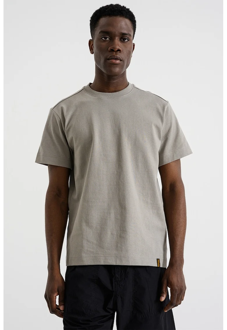 Tricou din bumbac organic cu decolteu la baza gatului, Verde pal