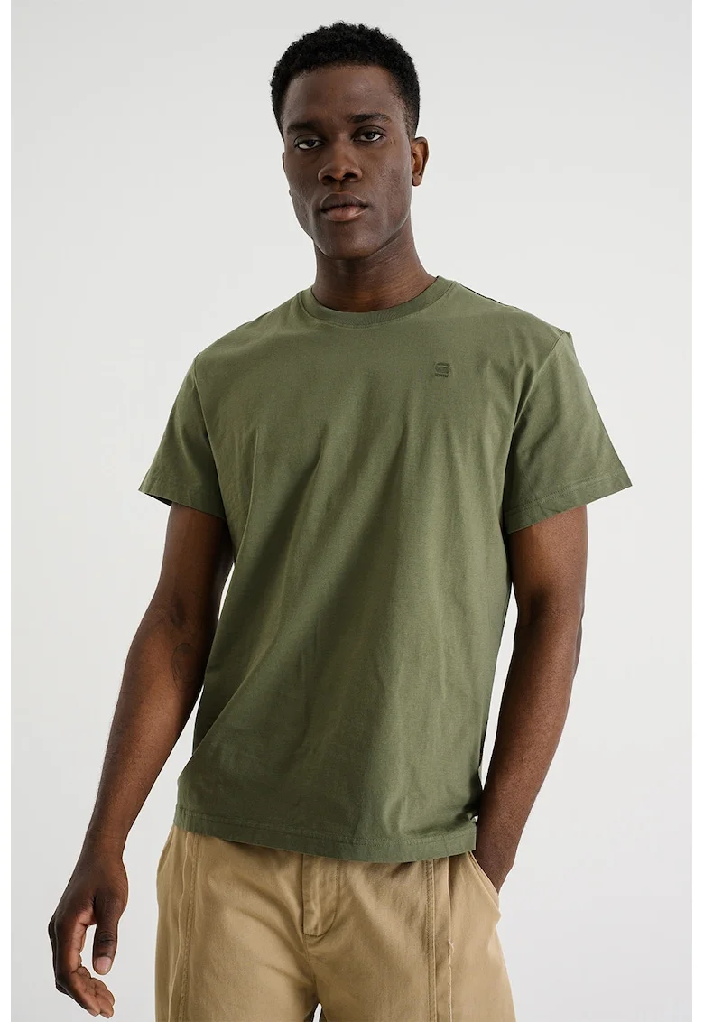 Tricou regular fit din bumbac organic Base-S, Verde pal
