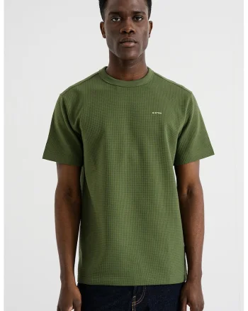 Tricou regular fit cu decolteu la baza gatului, Verde masliniu