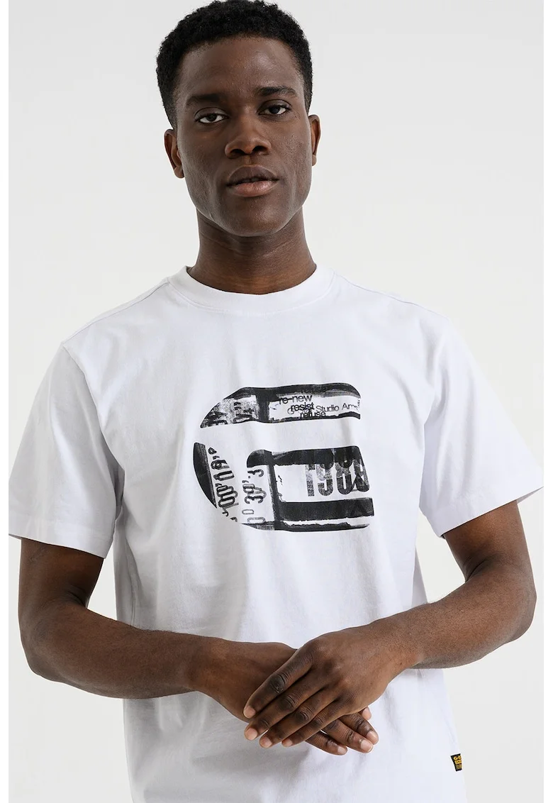 Tricou de bumbac organic cu logo, Alb optic