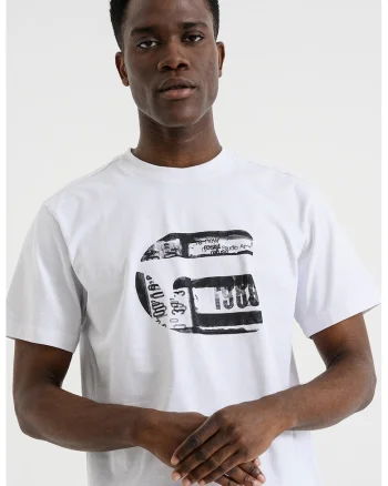Tricou de bumbac organic cu logo, Alb optic