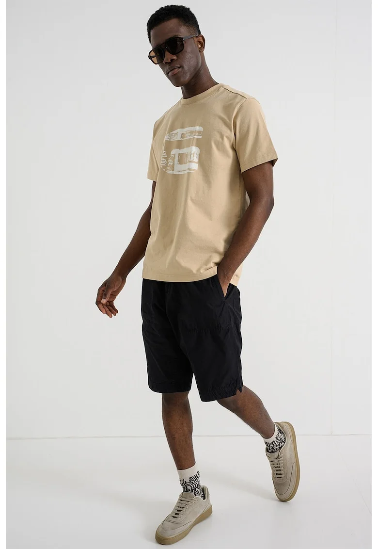 Tricou de bumbac organic cu logo, Bej deschis