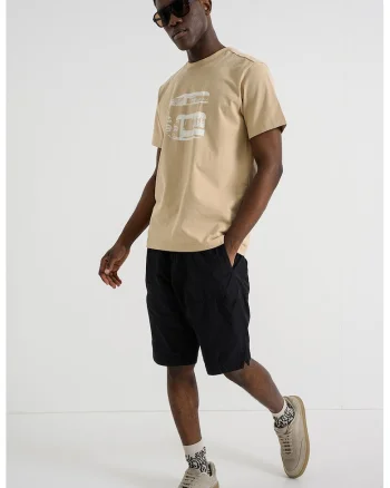 Tricou de bumbac organic cu logo, Bej deschis