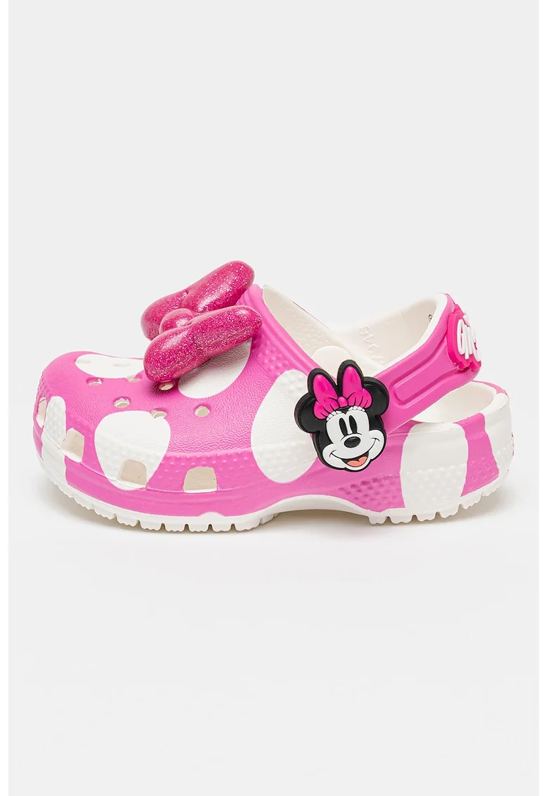 Saboti cu imprimeu Minnie Mouse, Alb/Roz