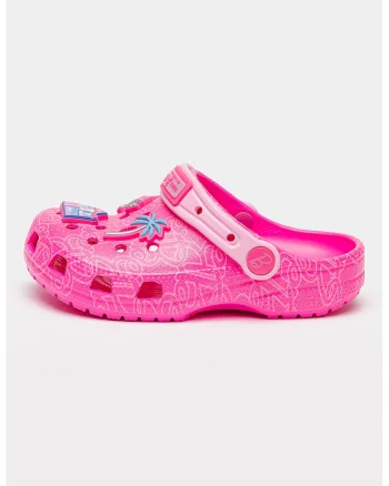 Saboti cu imprimeu cu model tematic Barbie, Roz neon/Argintiu