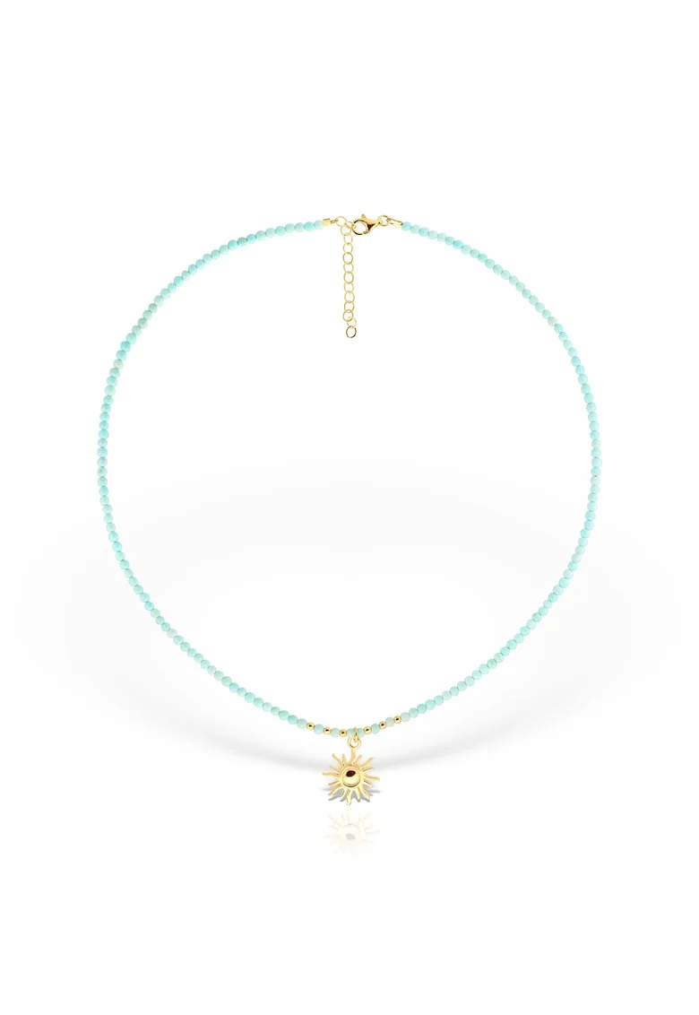 Colier din argint si pietre semipretioase Sunshine, Albastru/ Auriu, Produsul este livrat in ambalaj personalizat.
