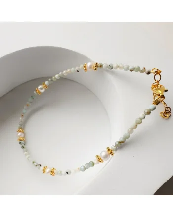 Bratara din argint si pietre semipretioase Aqua Pearl, Turcoaz/Auriu, Produsul este livrat in ambalaj personalizat.