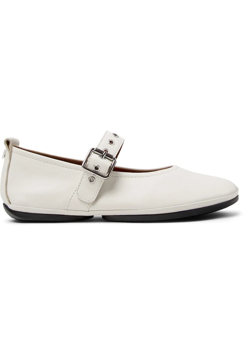 Balerini Mary Jane din piele Right Nina, Alb/Alb murdar