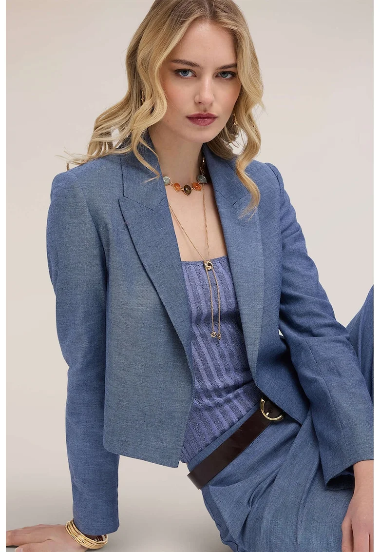 Sacou crop cu model uni, Visiniu/Maro cognac/Maro