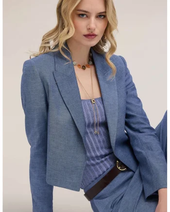 Sacou crop cu model uni, Visiniu/Maro cognac/Maro