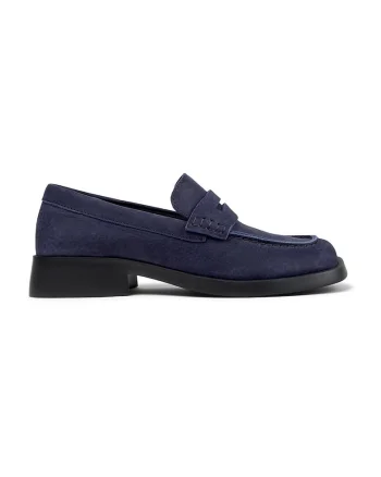 Pantofi loafer din piele nabuc Donna, Albastru indigo