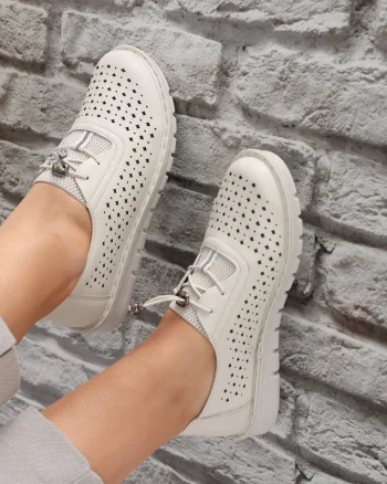Pantofi dama casual Bej din Piele Ecologica Aseva