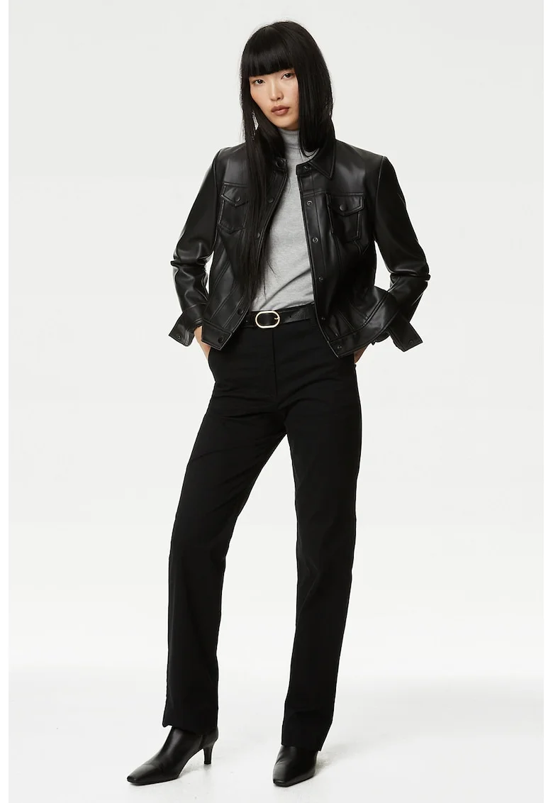 Pantaloni chino cu croiala dreapta, Negru