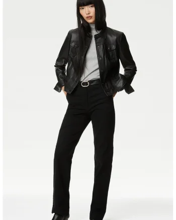 Pantaloni chino cu croiala dreapta, Negru