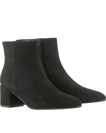 Botine cu toc dama Hogl, piele intoarsa, negru