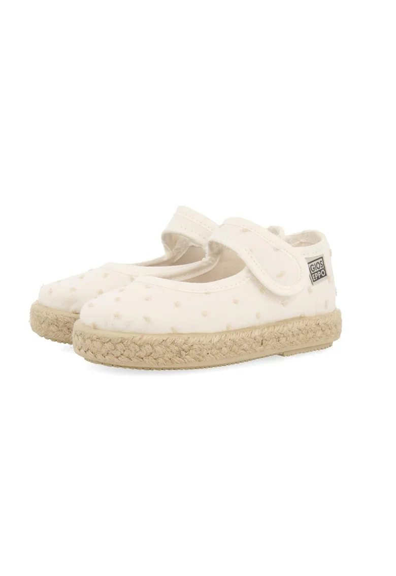 Sandale-espadrile cu velcro, Alb/Bej deschis