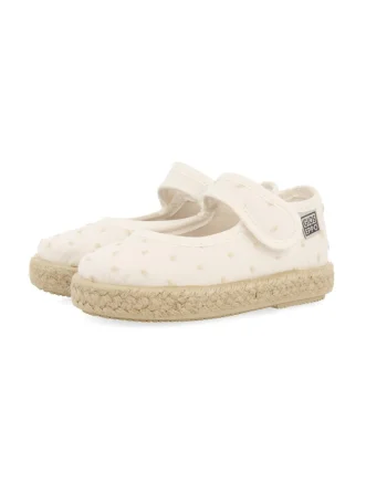Sandale-espadrile cu velcro, Alb/Bej deschis