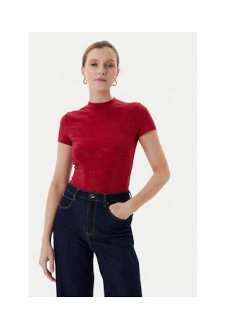 Tricou uni cu guler scurt