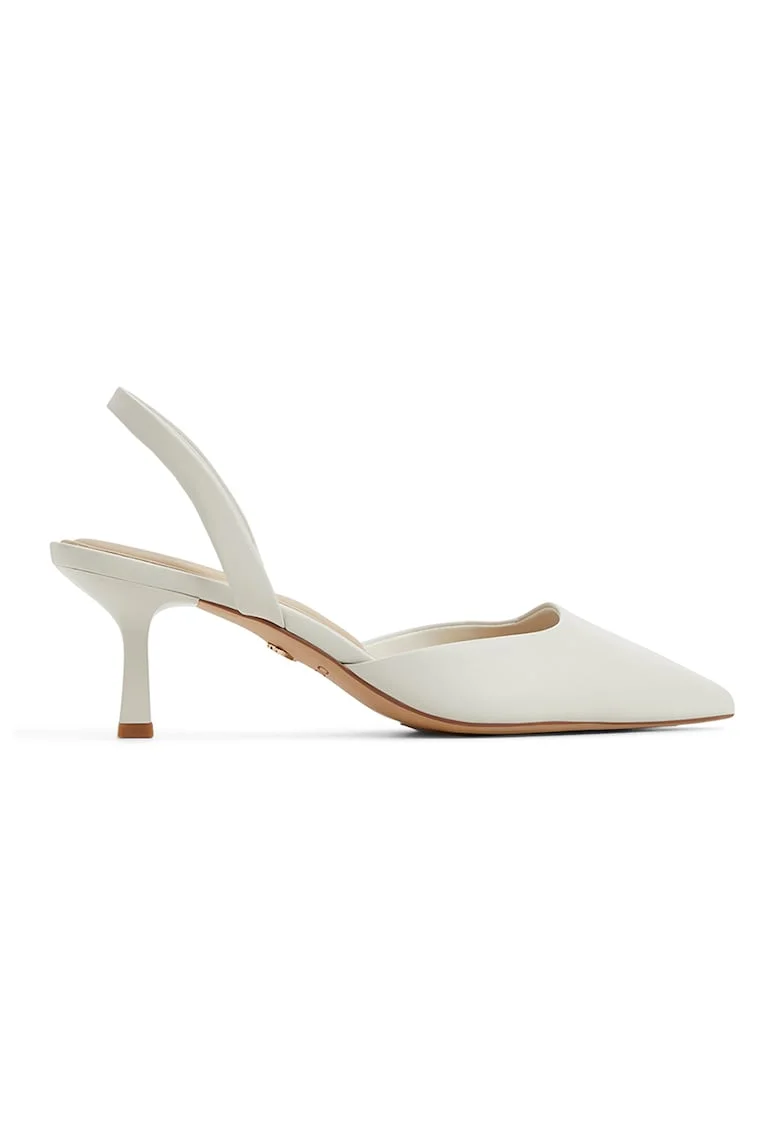 Pantofi uni de piele cu toc kitten Gavadessi, Alb