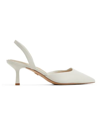 Pantofi uni de piele cu toc kitten Gavadessi, Alb
