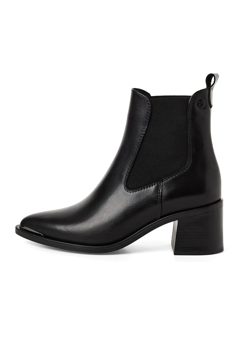 Botine Chelsea de piele intoarsa cu toc masiv, Negru