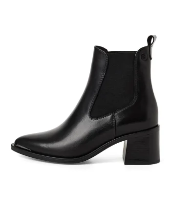 Botine Chelsea de piele intoarsa cu toc masiv, Negru