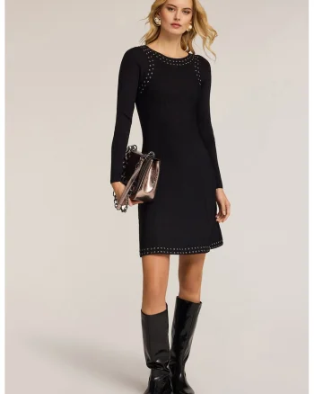 Rochie evazata cu decolteu rotund, Negru