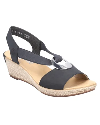 Sandale casual, dama,  ANTISTRESS, 624H6-14 bleumarin, piele ecologica, platforma, Bleumarin