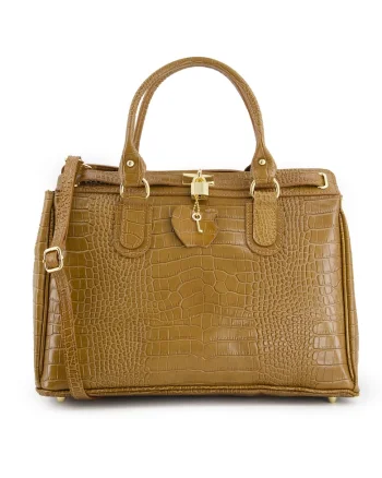 Geanta tote din piele cu aspect de piele de crocodril