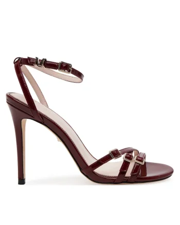 Sandale dama,  model F57X, piele naturala, visiniu