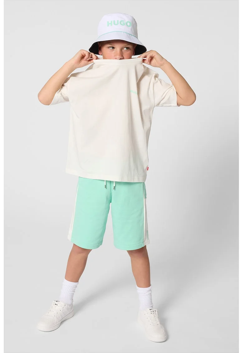 Tricou lejer cu imprimeu pe partea din spate, Turcoaz/Alb murdar