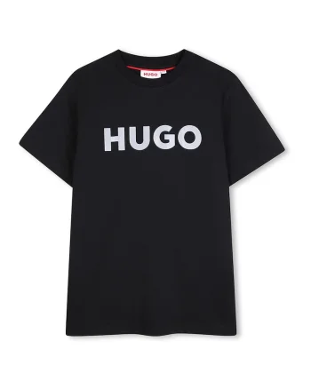 Tricou cu decolteu la baza gatului si imprimeu logo pe piept, Alb/Negru