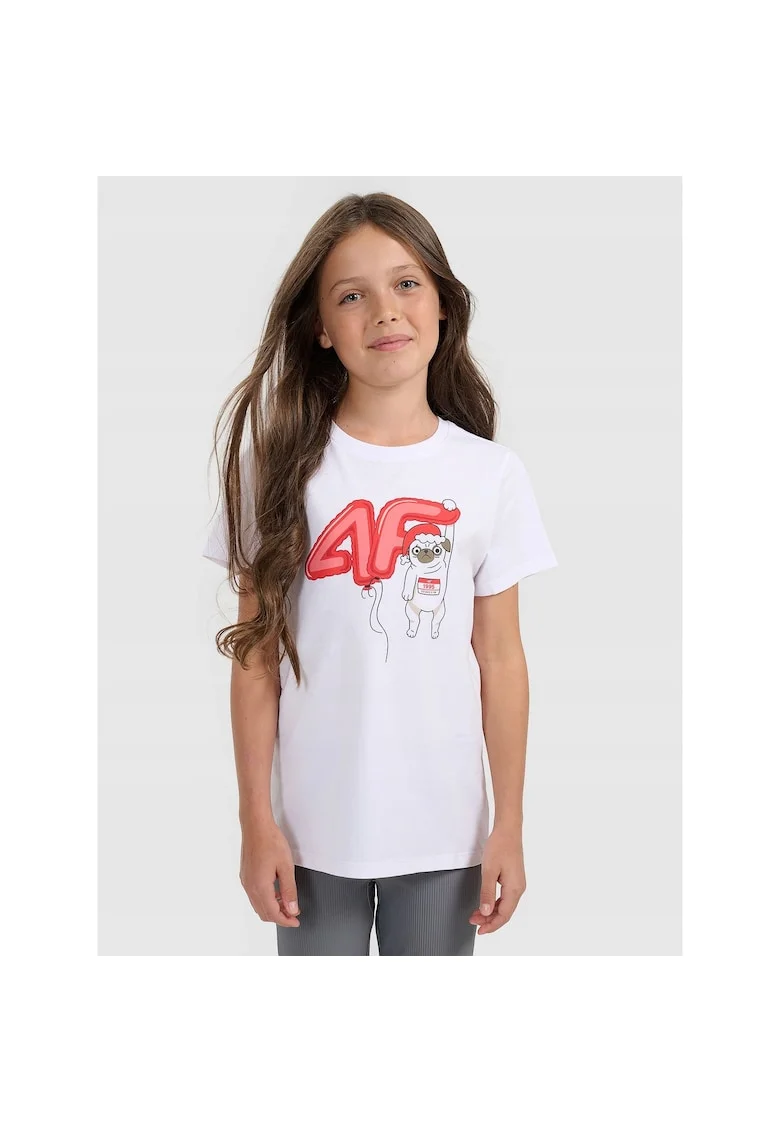 Tricou copii,  Craciun, alb, bumbac, pentru fete