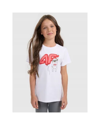 Tricou copii,  Craciun, alb, bumbac, pentru fete