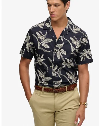 Camasa regular fit cu model floral, Albastru ultramarin/Alb murdar