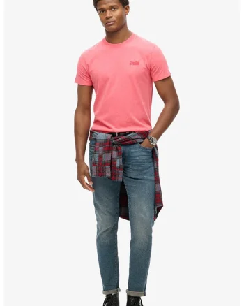 Tricou din bumbac cu decolteu la baza gatului so logo brodat, Roz melange